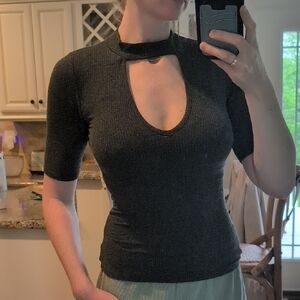 Bozzolo Black Fitted Cut-Out Bodysuit 3/4 Sleeve